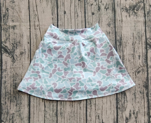 (Pre-order)GLK0128 Grey Green Camo Girls Summer Bottom Yoga Skirts