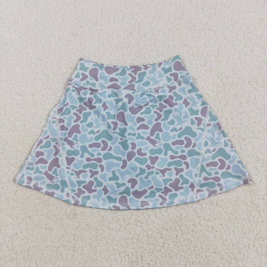 GLK0128 Blue Purple Camo Girls Summer Bottom Yoga Skirts