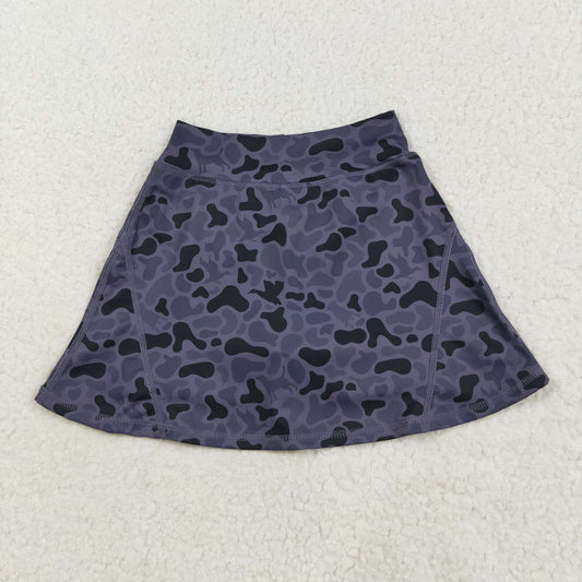 GLK0130 Black Camo Girls Summer Bottom Yoga Skirts