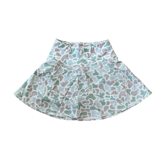 (Pre-order)GLK0132 Adult Grey Green Camo Print Woman Summer Bottom Yoga Skirts