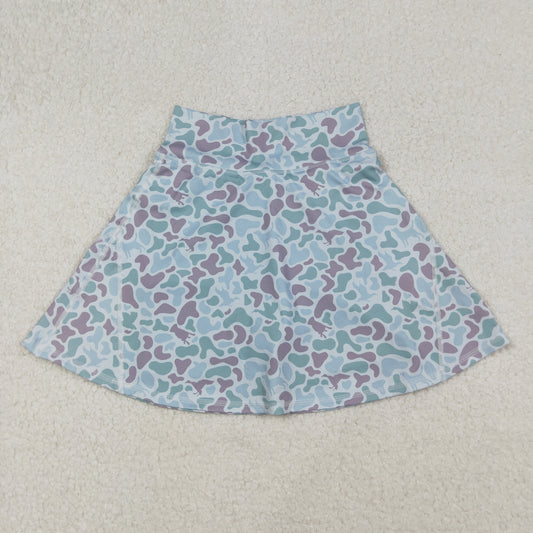 GLK0132 Adult Blue Purple Camo Print Woman Summer Bottom Yoga Skirts
