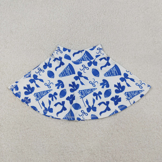 GLK0138 Go Team Cheer Bows Blue Girls Summer Bottom Yoga Skirts