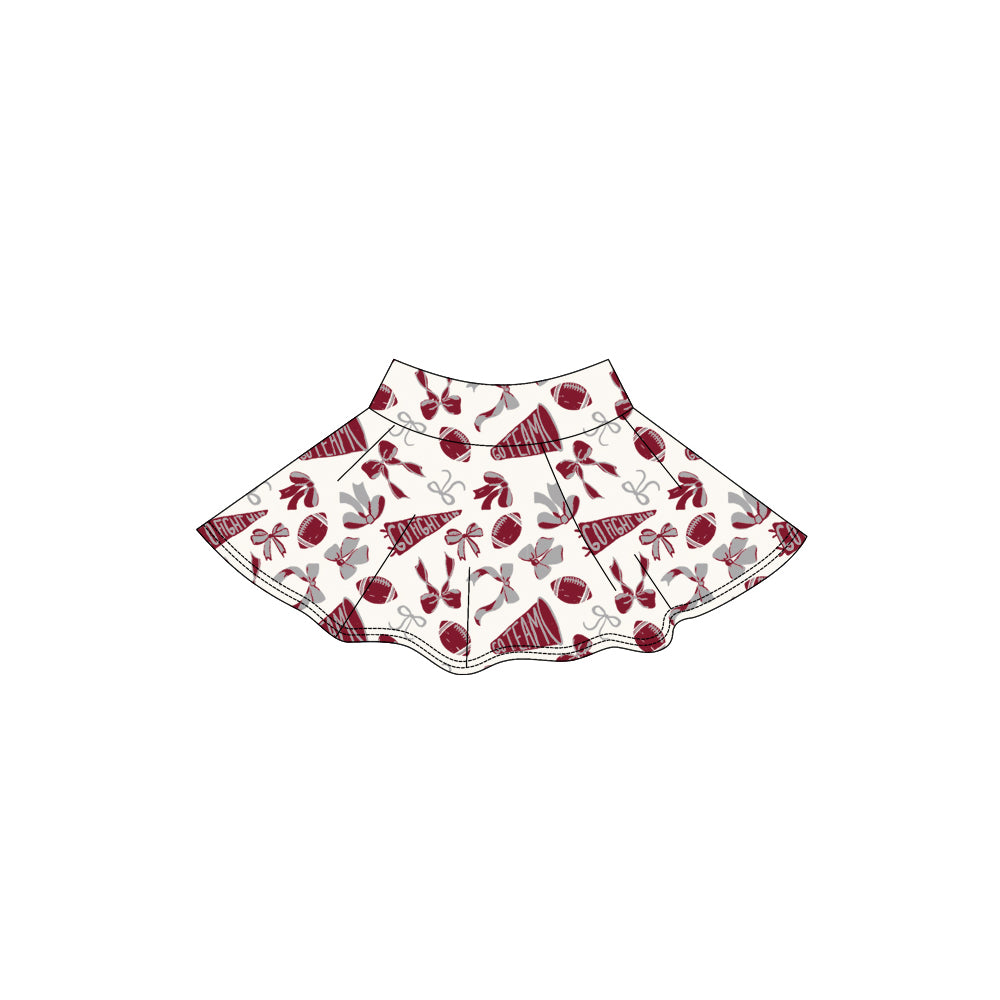 (Pre-order)GLK0139 Go Team Cheer Bows Wine Girls Summer Bottom Yoga Skirts