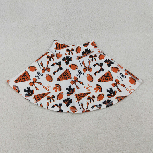 GLK0140 Go Team Cheer Bows Orange Girls Summer Bottom Yoga Skirts