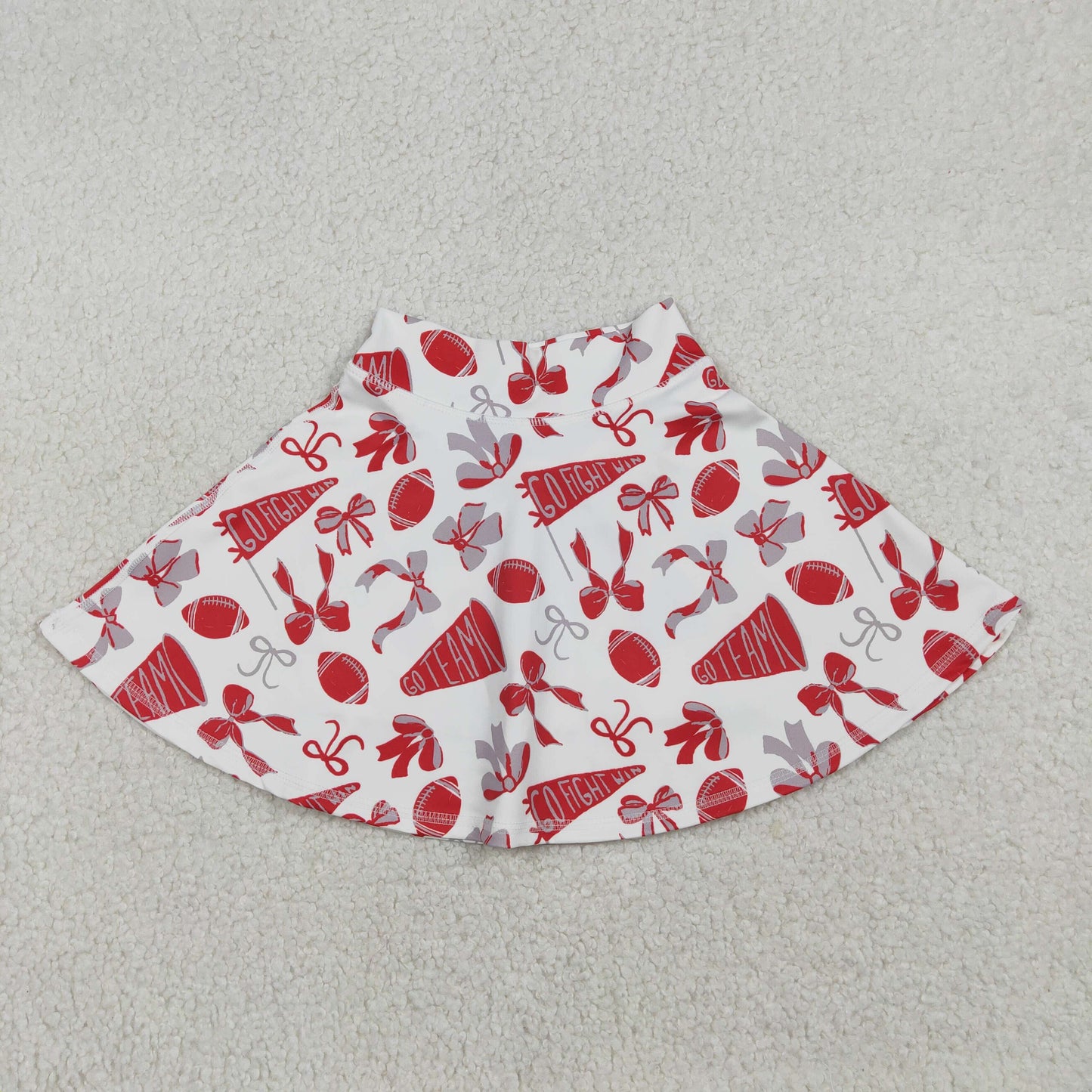 GLK0141 Go Team Cheer Bows Red Girls Summer Bottom Yoga Skirts