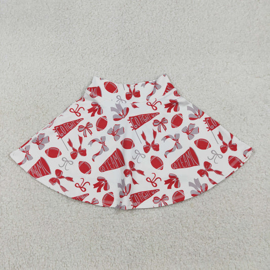 GLK0141 Go Team Cheer Bows Red Girls Summer Bottom Yoga Skirts