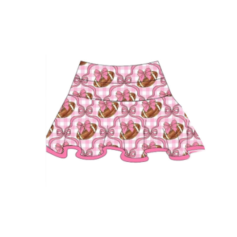 (Pre-order)GLK0143 Football Bows Pink Girls Summer Bottom Yoga Skirts