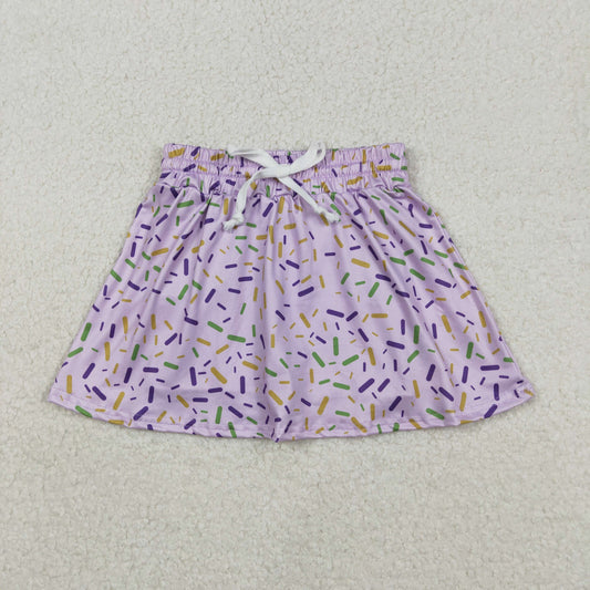 GLK0144 Purple Sprinkles Print Girls Mardi Gras Bottom Skirts Shorts