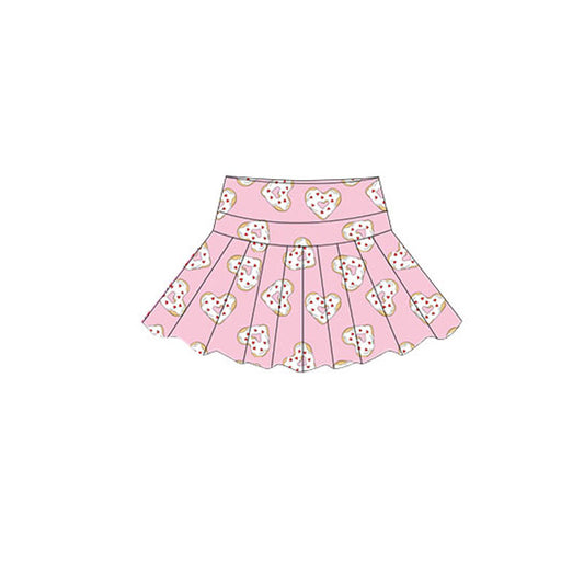 (Pre-order)GLK0156 Pink Heart Donut Print Girls Valentine's Day Bottom Yoga Skirts