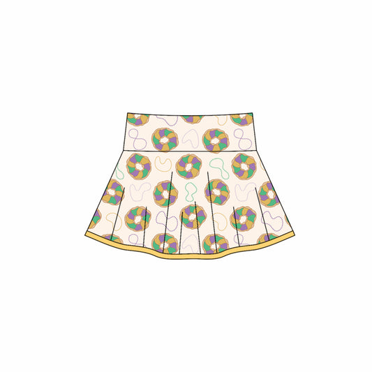 (Pre-order)GLK0160 Donut Print Girls Mardi Gras Bottom Yoga Skirts