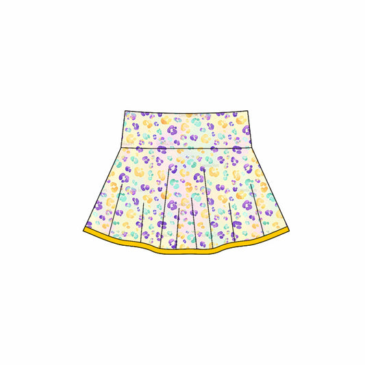 (Pre-order)GLK0162 Colorful Leopard Print Girls Mardi Gras Bottom Yoga Skirts