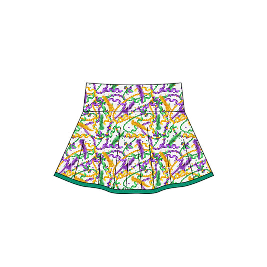 (Pre-order)GLK0166 Feather Anchor Print Girls Mardi Gras Bottom Yoga Skirts