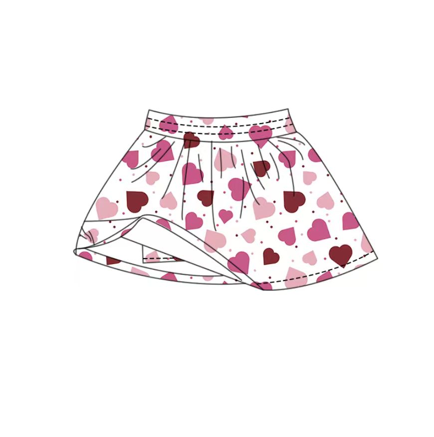 (Pre-order)GLK0168 Heart Print Girls Valentine's Day Bottom Yoga Skirts