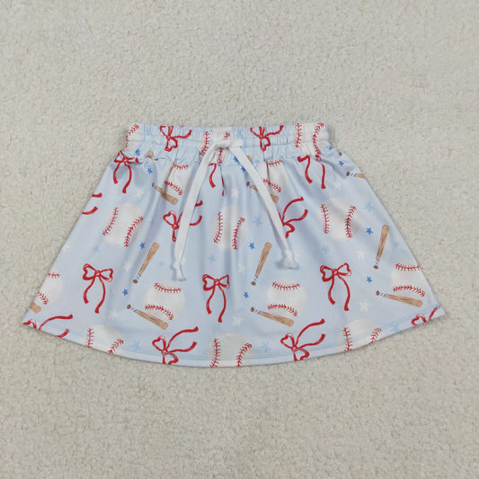 GLK0169 Baseball Bows Print Girls Summer Bottom Yoga Skirts