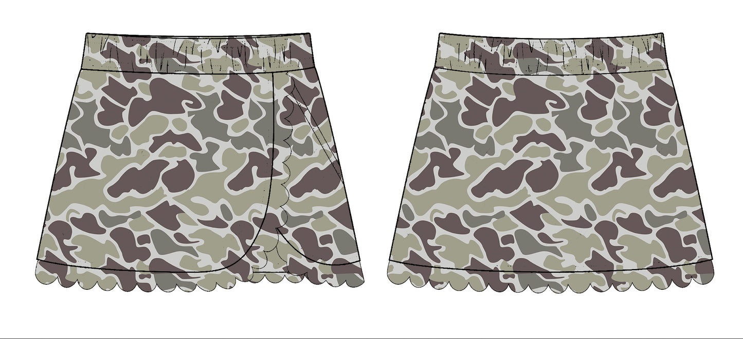 (Pre-order)GLK0171 Camo Print Girls Summer Bottom Yoga Skirts