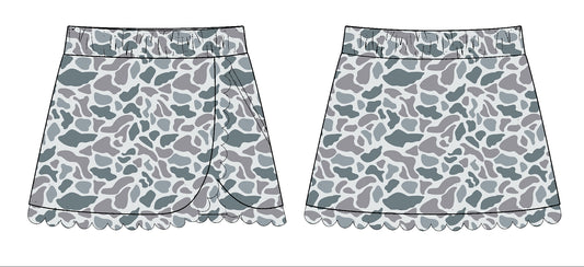 (Pre-order)GLK0173 Grey Camo Print Girls Summer Bottom Yoga Skirts