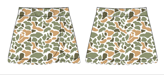 (Pre-order)GLK0177 Orange Green Camo Print Girls Summer Bottom Yoga Skirts