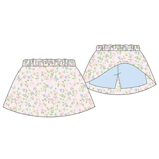(Pre-order)GLK0180 Small Flowers Print Girls Summer Bottom Shorts Skirts