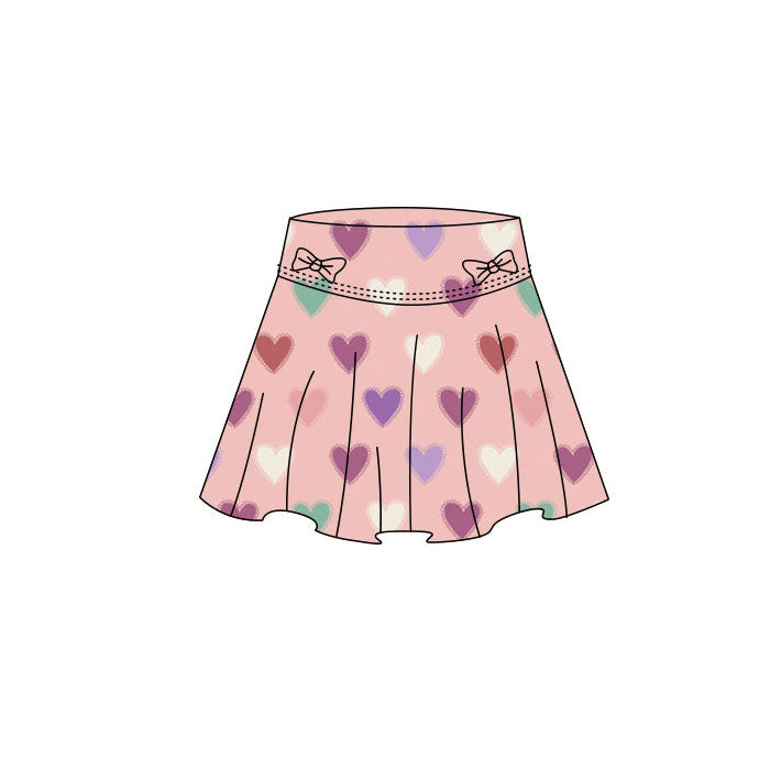 (Pre-order)GLK0182 Colorful Heart Print Girls Valentine's Day Bottom Yoga Skirts