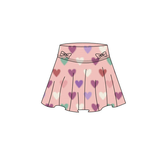 (Pre-order)GLK0182 Colorful Heart Print Girls Valentine's Day Bottom Yoga Skirts