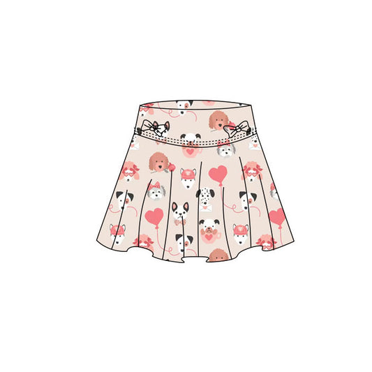 (Pre-order)GLK0184 Puppy Heart Print Girls Valentine's Day Bottom Yoga Skirts