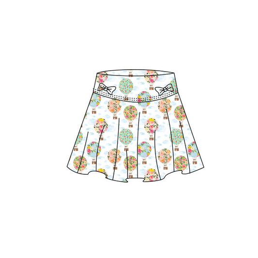 (Pre-order)GLK0187 Hot Air Balloon Flowers Print Girls Summer Bottom Yoga Skirts