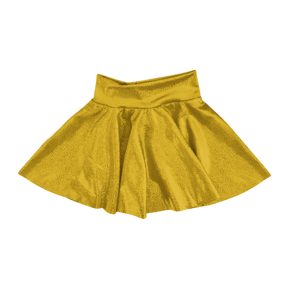 (Pre-order)GLK0232 Gold Pleather Elastic Girls Summer Bottom Skirts