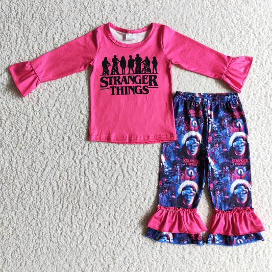 (Promotion)Girls long sleeve hot pink outfits   GLP0176