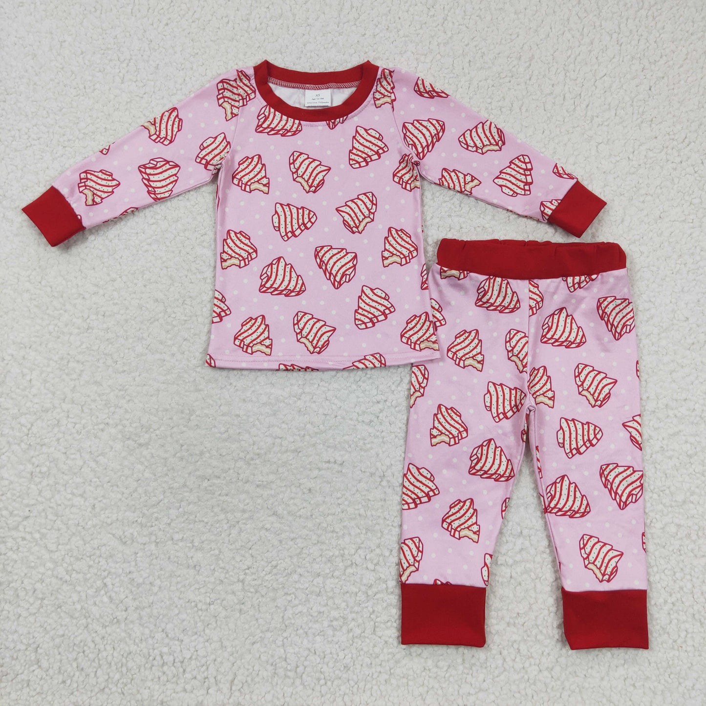 GLP0453 Kids pink Christmas little debbie cakes pajamas