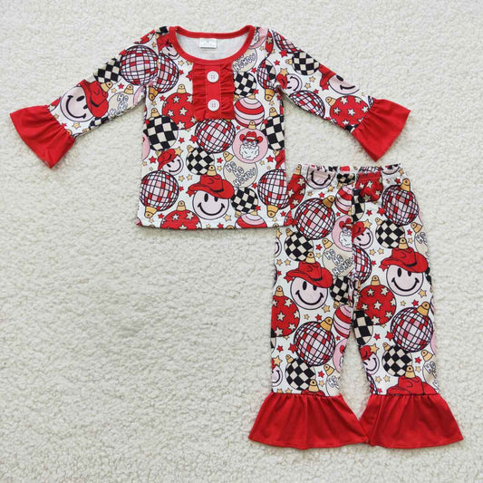 GLP0459 Ho Ho Howdy santa girls western Christmas pajamas