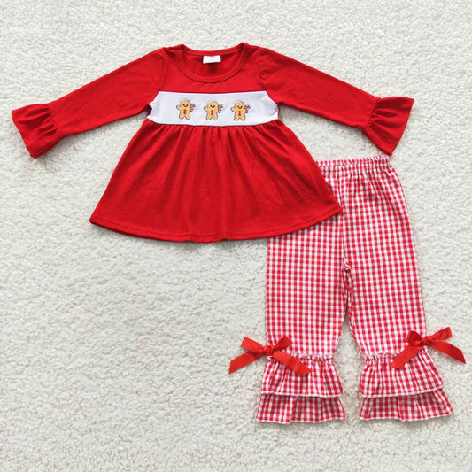 GLP0506 Girls gingersnap red top plaid pants Christmas outfits