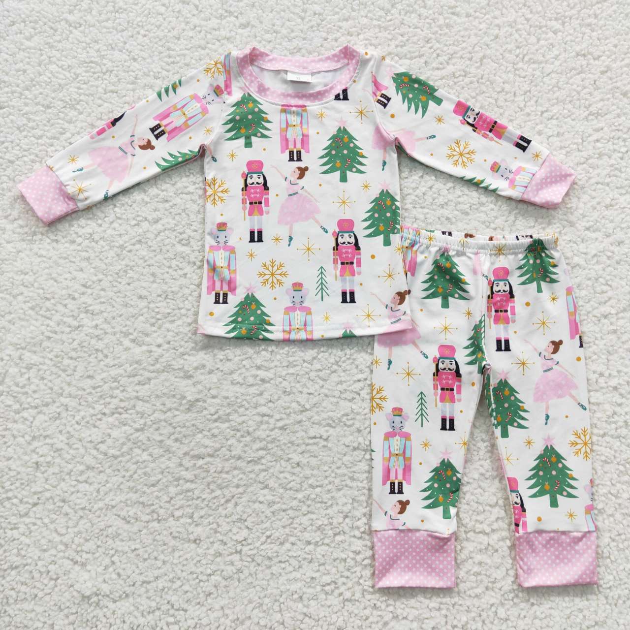 GLP0558 Pink Christmas soldier girls pajamas