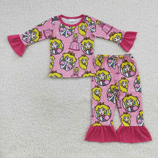GLP0611 Pink cartoon princess game design girls pajamas
