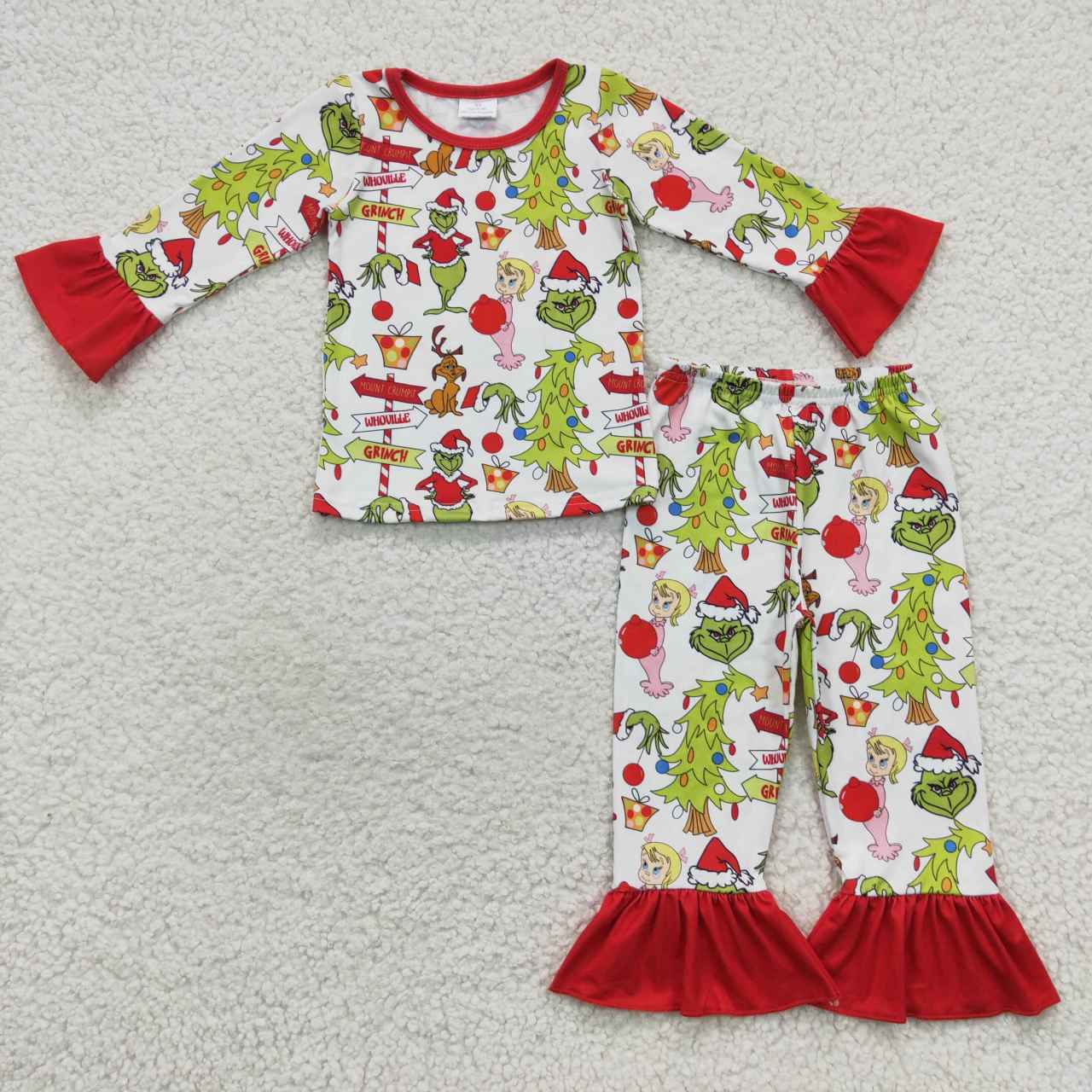 GLP0619 Christmas tree & frog print family set parent-child outfit girls pajamas