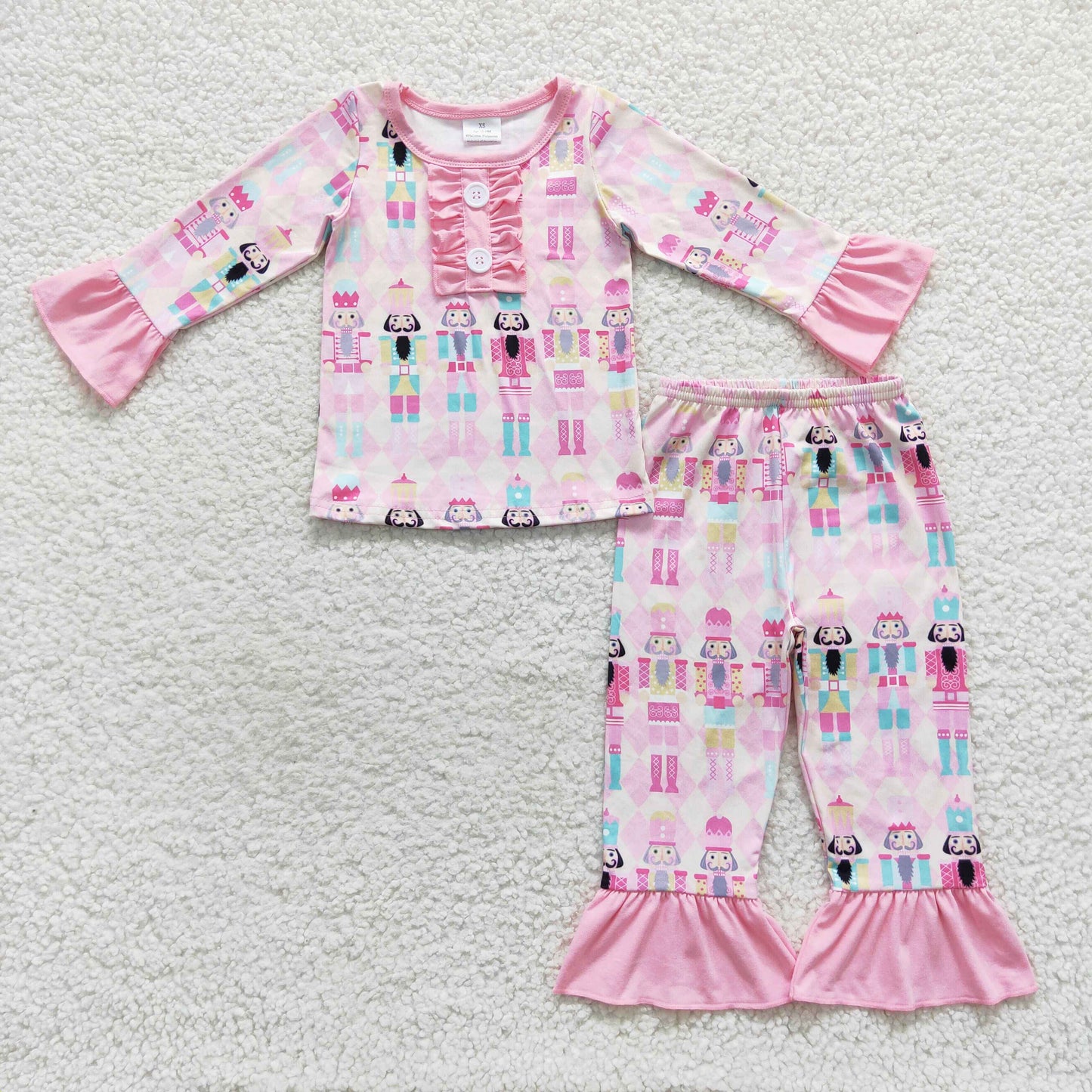 GLP0623 Pink Christmas soldier print girls pajamas