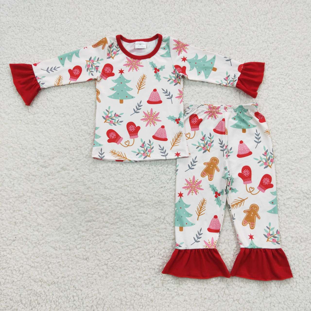 GLP0636 Christmas tree & gingersnap print family set parent-child outfit girls pajamas