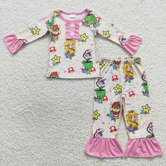 GLP0649 Girls game's princess print pajamas clothes set