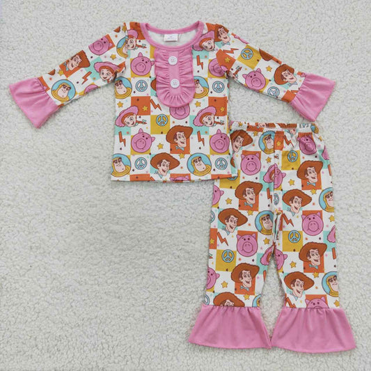 (Promotion)GLP0669 Toy cartoon print girls pajamas clothes set