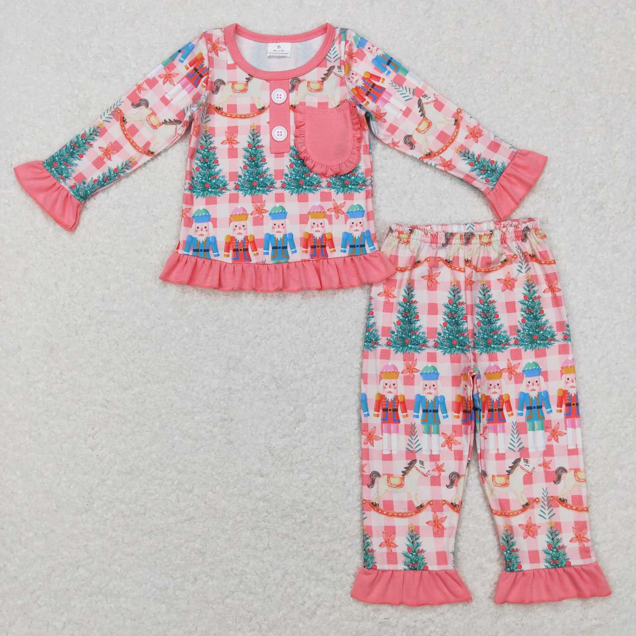 GLP0749 Soldier Hobbyhorse Christmas Tree Girls Pajamas Clothes Set