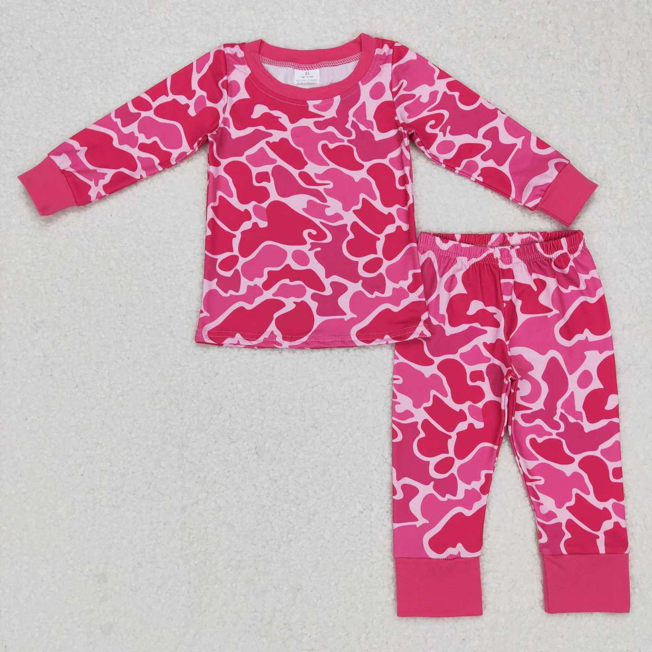 GLP0801 Hot pink camo print kids pajamas clothes sets