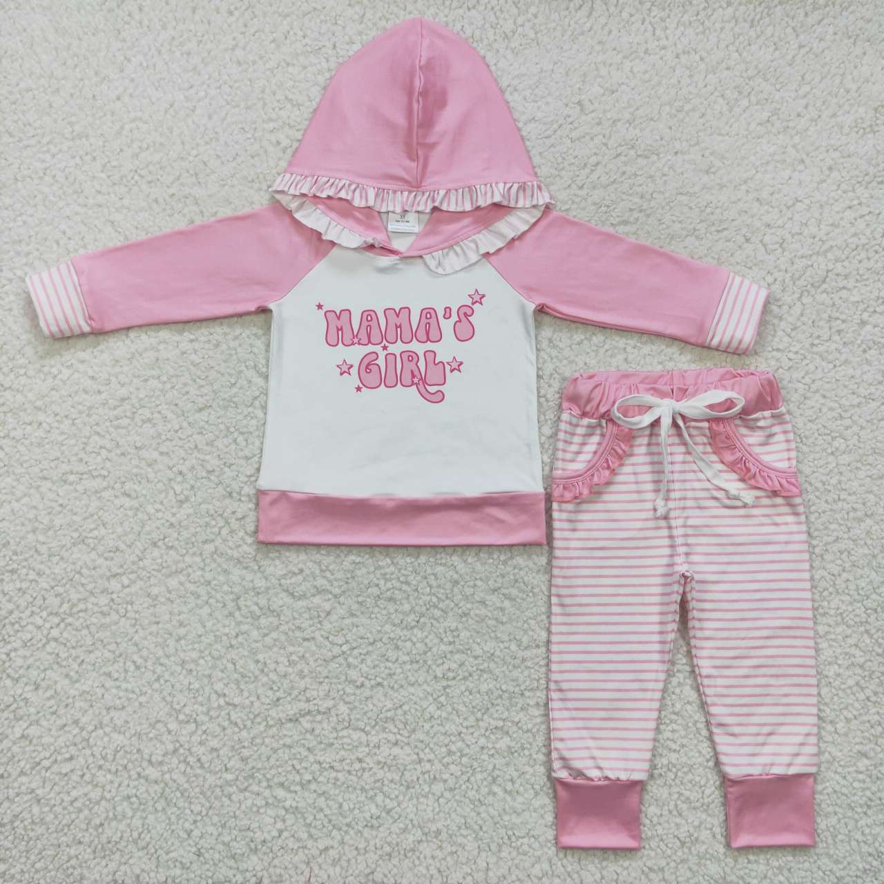 GLP0802 MAMA'S Girl Pink Print Hoodie Top Girls Clothes Set