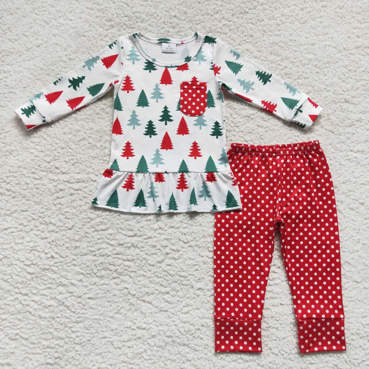 GLP0803 Christmas tree print girls legging pants clothes set