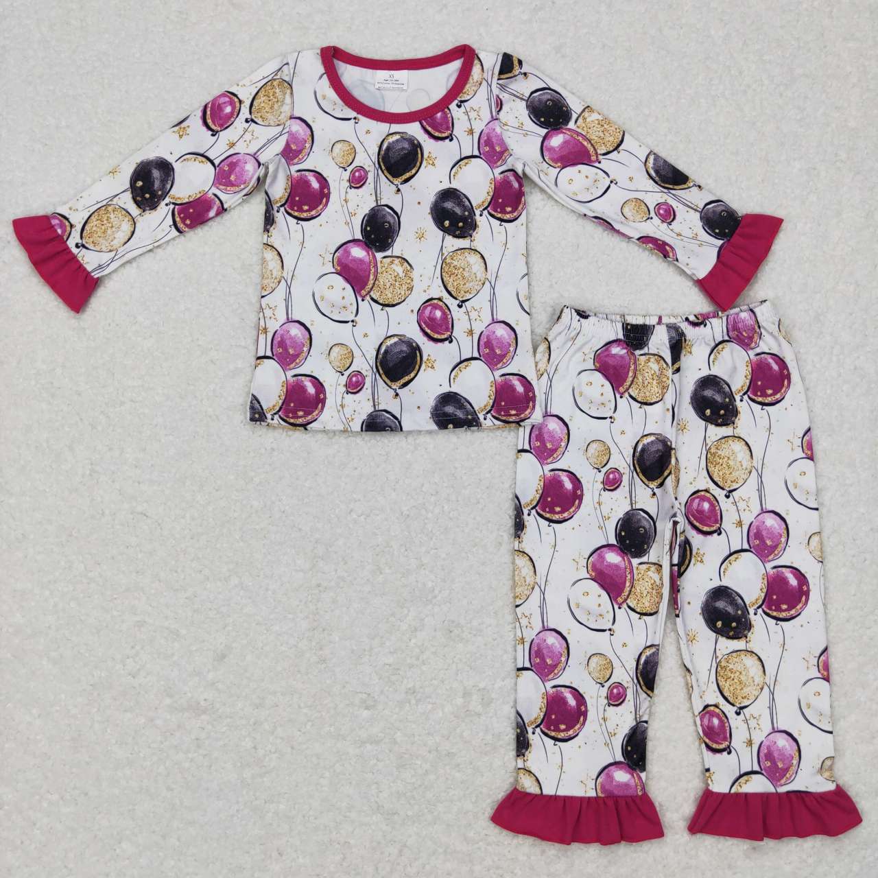 GLP0819 Happy New Year Balloon Print Girls Pajamas Clothes Set