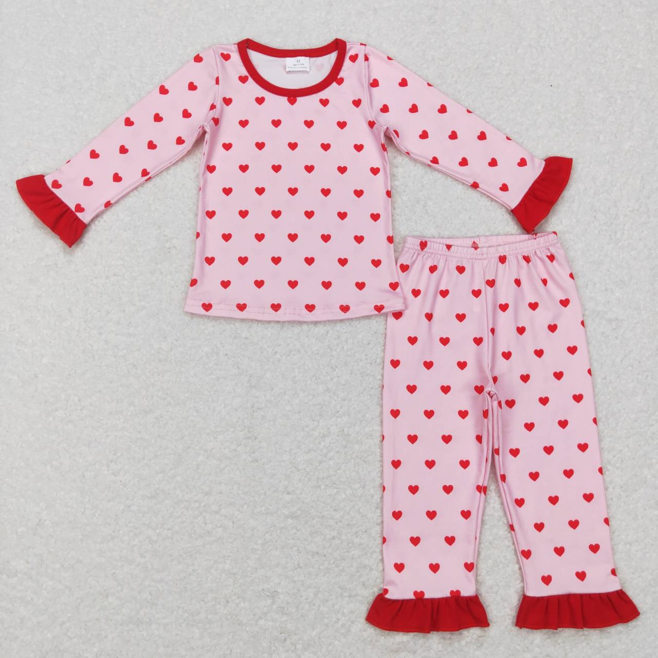 GLP0864 Pink Heart Print Girls Valentine's Day Clothes Set