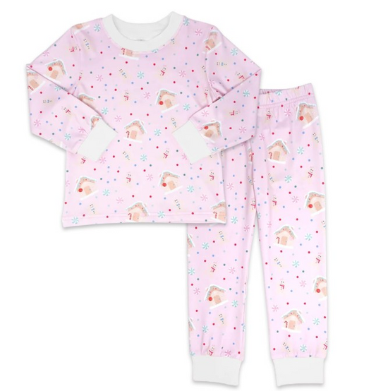 (Pre-order)GLP0911 Pink Sweethouse Gingersnap Girls Christmas Pajamas Clothes Set