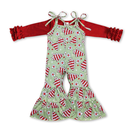 GLP0949 Red Cotton Top Little Debbie Cakes Print Overall Girls Jumpsuits Christmas Clothes Sets