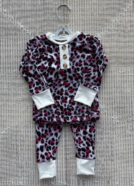 (Pre-order)GLP1013 Red Leopard Print Girls Pajamas Clothes Set