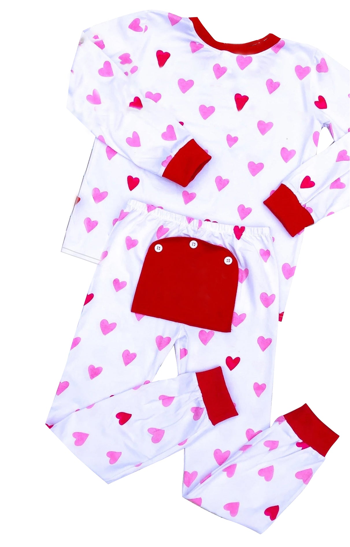 (Pre-order)GLP1024 Pink Heart Print Girls Valentine's Pajamas Clothes Set