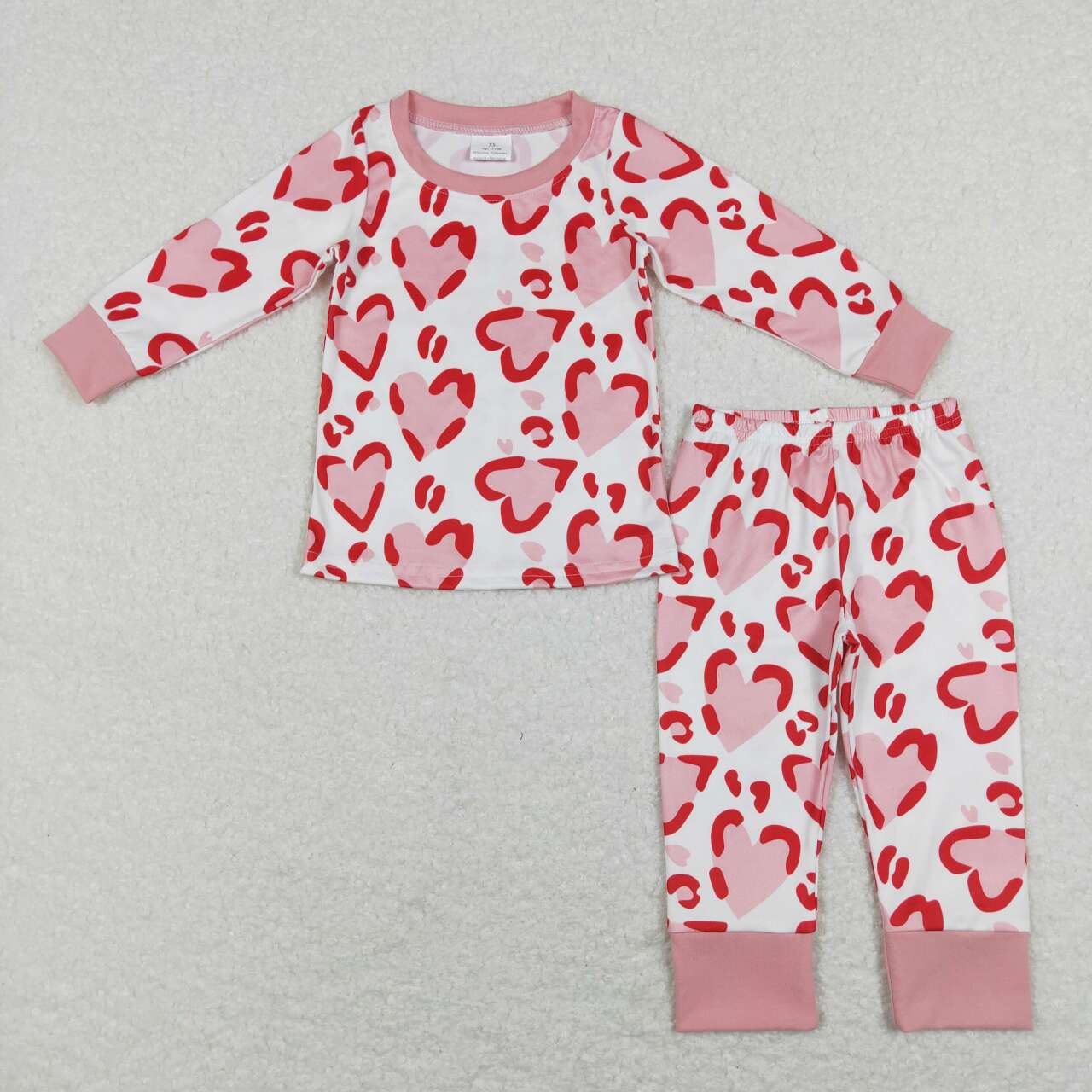 GLP1095 Heart Print Girls Valentine's Pajamas Clothes Set