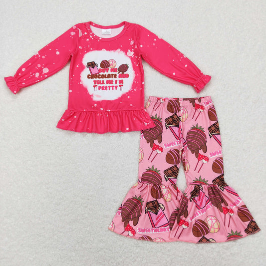 GLP1098 Chocolate Heart Print Girls Valentine's Clothes Set